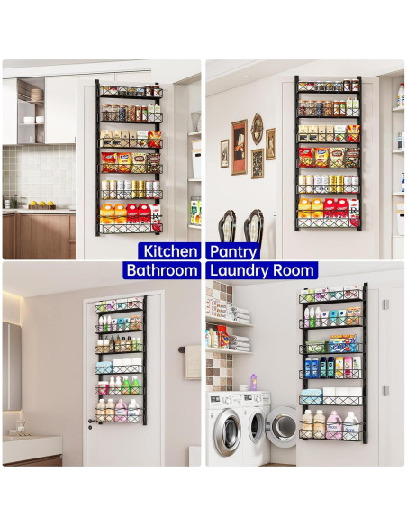 Organizador de Puerta MIAOLI Negro 6 Niveles Ajustable