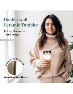 Taza de cerámica aislada Kopmath 425ml con tapa resistente 2