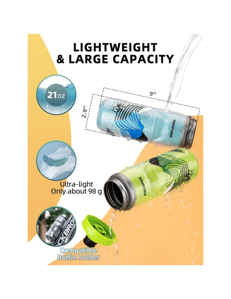Botella de Agua Rockbros 630ml Aislada para Bicicleta