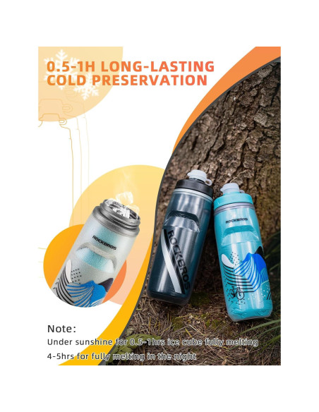 Botella de Agua Rockbros 630ml Aislada para Bicicleta