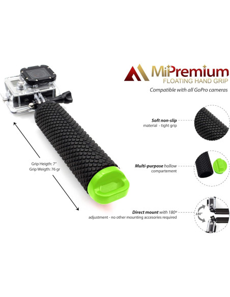 Empuñadura Flotante GoPro MiPremium Azul 17.78 cm Antideslizante