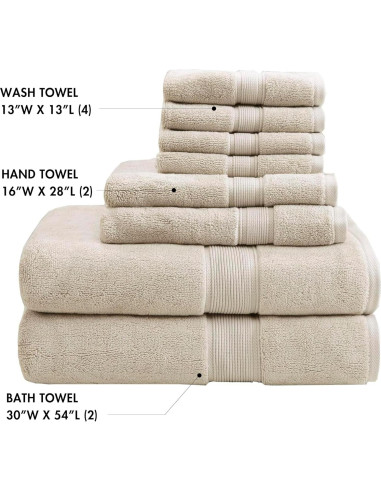 Conjunto de Toallas de Baño Madison Park 800GSM 8 Piezas