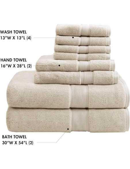 Conjunto de Toallas de Baño Madison Park 800GSM 8 Piezas