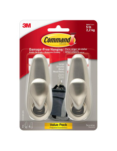 Ganchos de Metal Grande Command Níquel Cepillado 2 Pzas 5 lb