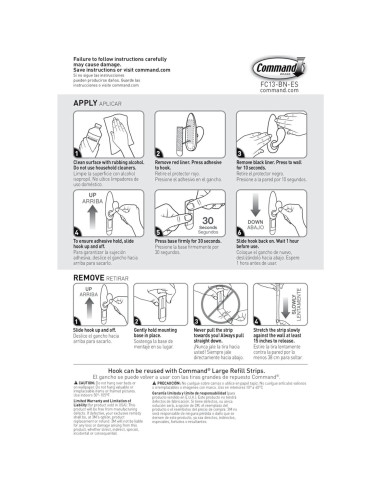 Ganchos de Metal Grande Command Níquel Cepillado 2 Pzas 5 lb