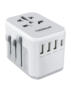 Adaptador de Viaje TESSAN 4 Puertos USB C Gris 2500W