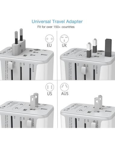 Adaptador de Viaje TESSAN 4 Puertos USB C Gris 2500W