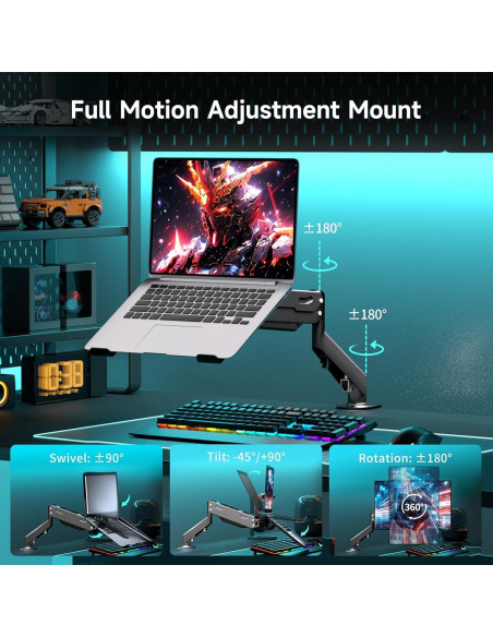 Soporte de Escritorio para Laptop Pholiten MD81V1TP001 2 en 1 Soporte de Escritorio para Laptop Pholiten MD81V1TP001 2 en 1
