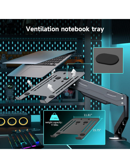 Soporte de Escritorio para Laptop Pholiten MD81V1TP001 2 en 1 Soporte de Escritorio para Laptop Pholiten MD81V1TP001 2 en 1