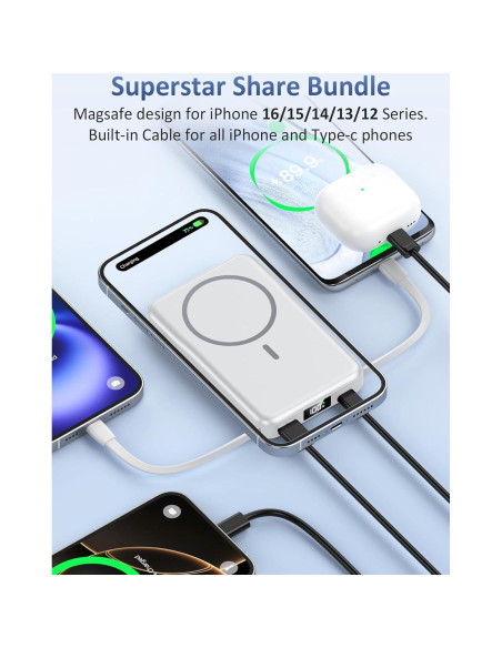 Cargador Portátil 5 en 1 10000mAh Shenzhen W17 Blanco