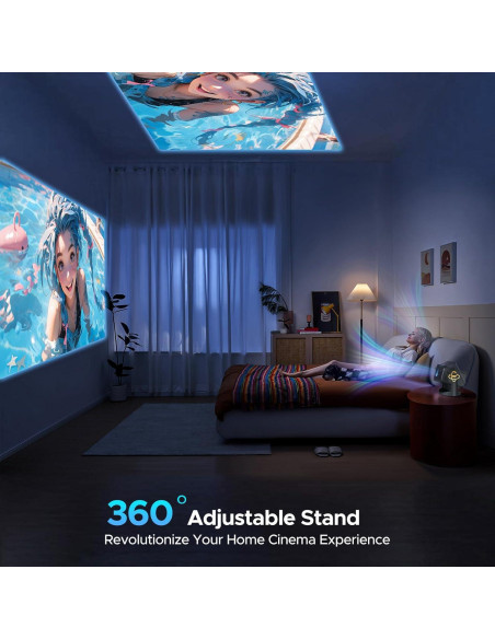 Proyector portátil HOTPEAK 4K WiFi Bluetooth 1080P 360