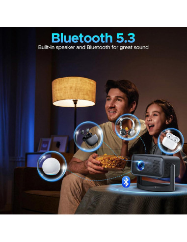 Proyector portátil HOTPEAK 4K WiFi Bluetooth 1080P 360