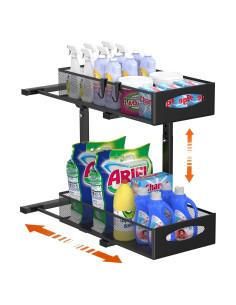 Organizador Bajo Fregadero Housolution 2 Niveles Ajustable Negro