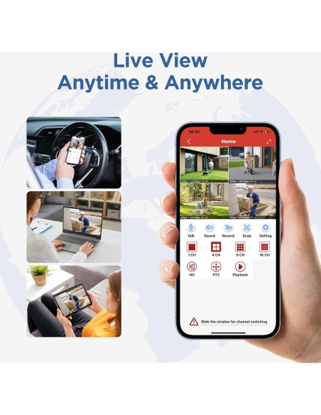 Sistema de Cámara de Seguridad Inalámbrico SmartSF 10CH 2K 1TB