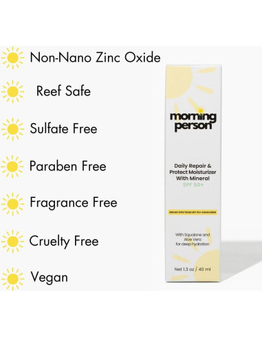 Hidratante Diario SPF 50+ Morning Person con Escualano y Aloe Vera