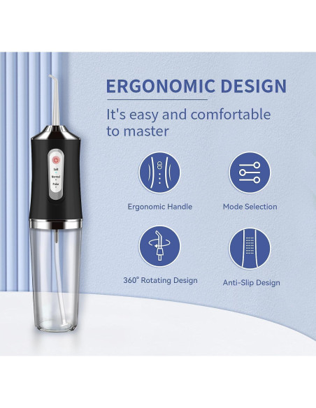 Limpiador Dental Inalámbrico Somall IPX7 3 Modos 4 Jets 230ml