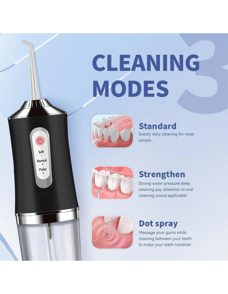 Limpiador Dental Inalámbrico Somall IPX7 3 Modos 4 Jets 230ml