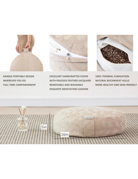 Cojín de Meditación Halotribe 40x40 cm Relleno de Trigo Sarraceno