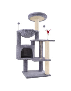 Árbol para Gatos TINWEIUS 108 cm con Postes para Rascar y Hamaca