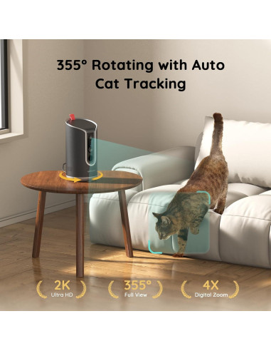 Cámara para mascotas 2K TKENPRO con dispensador de golosinas