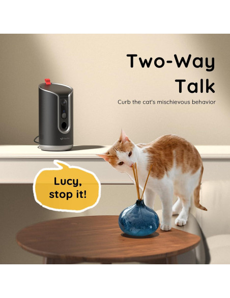 Cámara para mascotas 2K TKENPRO con dispensador de golosinas