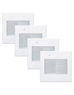 Placa de Pared Kebulldola 2 Gang con Cepillo Blanca - Paquete de 4