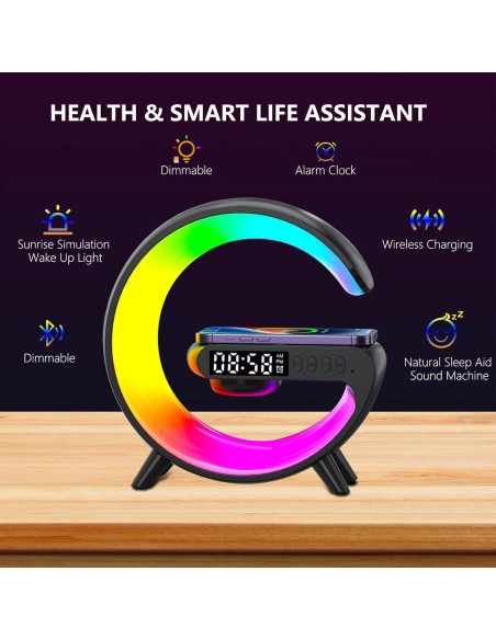 Lámpara Inteligente Longzhuo CJM001 con Altavoz Bluetooth y Carga Inalámbrica