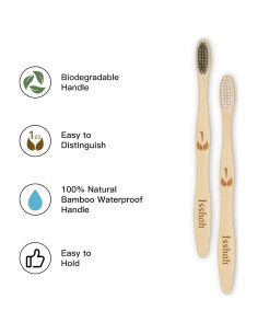 Cepillos de Dientes de Bambú Natural Isshah - Paquete de 12 2