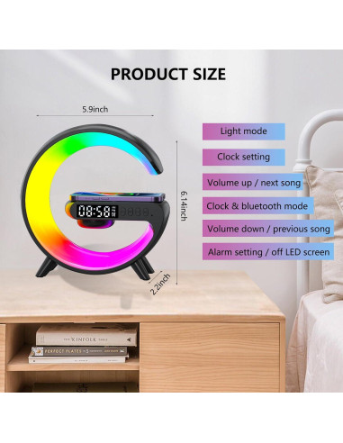 Lámpara Inteligente Longzhuo CJM001 con Altavoz Bluetooth y Carga Inalámbrica