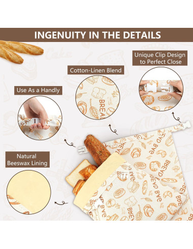 Bolsas de Pan de Cera de Abeja BATJA ZYQGH - 2 Unidades XL