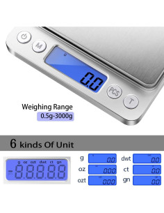 Báscula Digital de Cocina Fuzion 3000g/0.1g con LCD y Tara 2