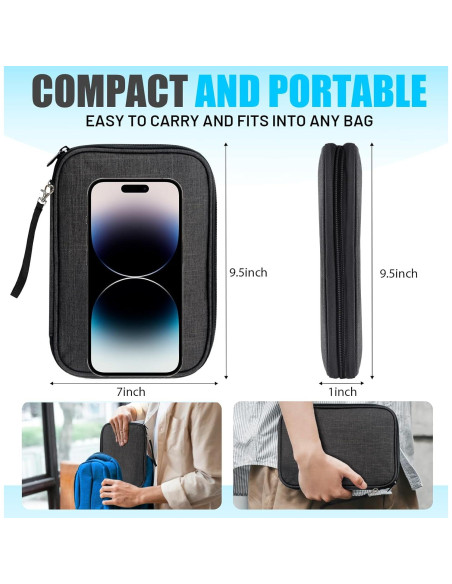 Bolsa Organizadora de Cables YONSEN DB001 Negra 24.5x35 cm