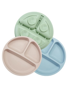 Platos de Silicona Divididos PandaEar para Niños - 3 Unidades