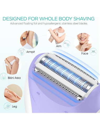 Epilador Inalámbrico VOGOE HR310 4-en-1 21 Pinzas Púrpura