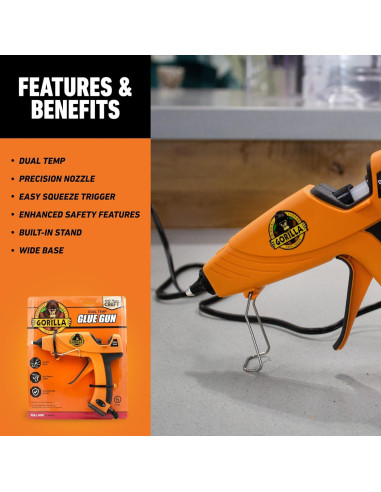 Pistola de Pegamento Caliente GORILLA + 45 Barras 10.2 cm
