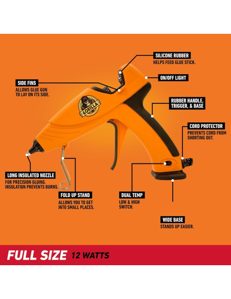 Pistola de Pegamento Caliente GORILLA + 45 Barras 10.2 cm Pistola de Pegamento Caliente GORILLA + 45 Barras 10.2 cm