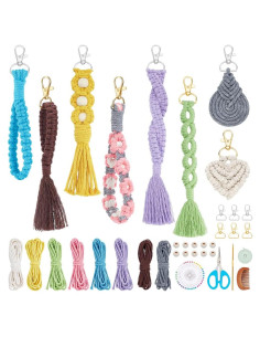 Kit de Llaveros de Macramé INFUNLY - 8 Piezas Coloridas