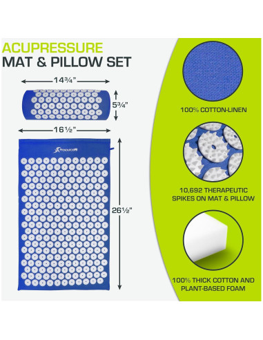 Juego de Esteras y Almohadas de Acupresión ProsourceFit Grande