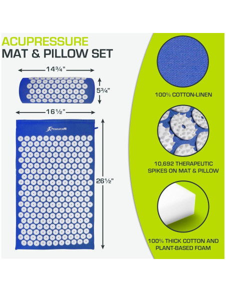 Juego de Esteras y Almohadas de Acupresión ProsourceFit Grande