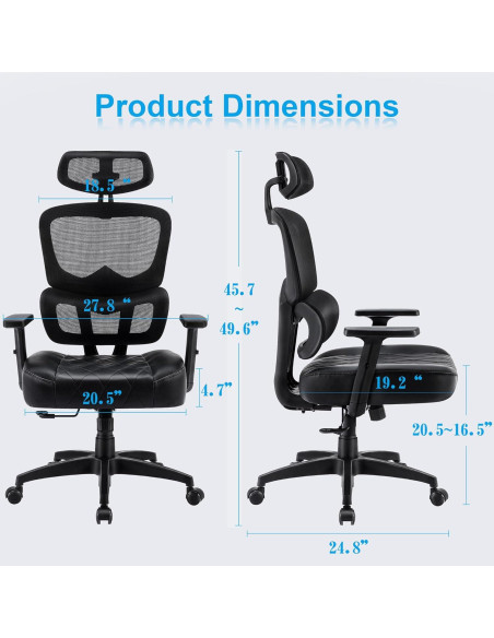 Silla de Oficina Ergonómica VECELO Respaldo Alto Malla Ajustable