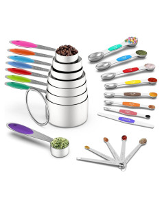 Juego de Tazas y Cucharas Medidoras Wildone 21 Piezas Acero Inoxidable