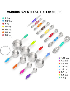 Juego de Tazas y Cucharas Medidoras Wildone 21 Piezas Acero Inoxidable 2