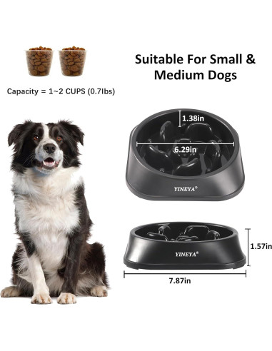 Cuenco de Alimentación Lenta para Perros YINEYA Mediano - Negro