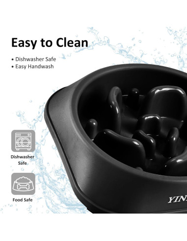 Cuenco de Alimentación Lenta para Perros YINEYA Mediano - Negro