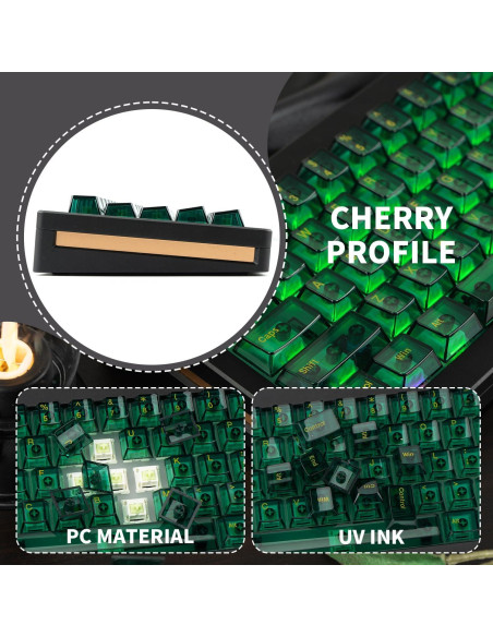 Teclas Transparentes Verde Esmeralda GEKUCAP 157 Teclas PC