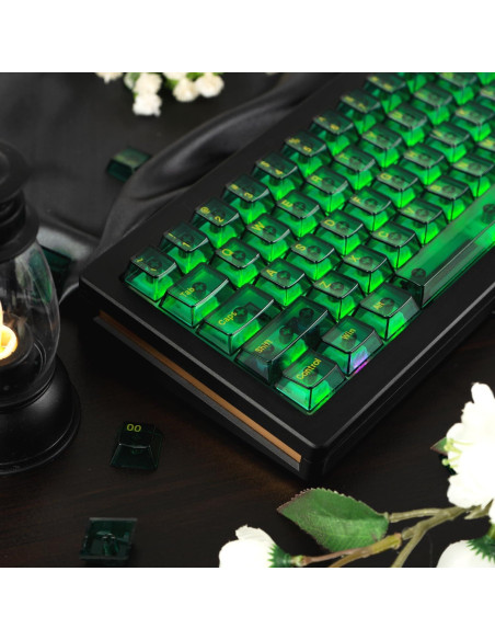 Teclas Transparentes Verde Esmeralda GEKUCAP 157 Teclas PC