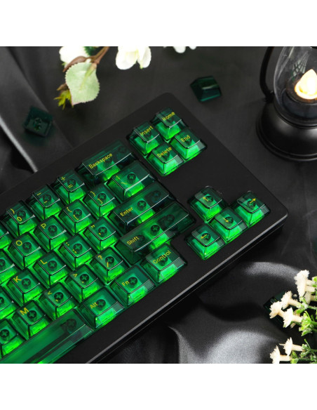 Teclas Transparentes Verde Esmeralda GEKUCAP 157 Teclas PC