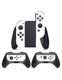 Agarraderas para Joy-Con Nintendo Switch HEYSTOP 3 en 1 Negro