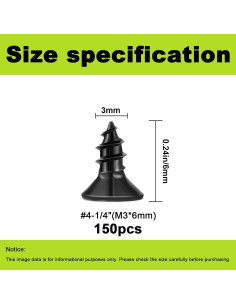 Tornillos Pequeños M3x6mm JERLITU 150pcs Acero al Carbono 2