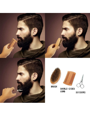 Kit de Cuidado de Barba Ceenwes 9 Piezas con Aceite y Jabón